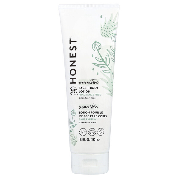 The Honest Company Sensitive, Face + Body Lotion, Fragrance Free, 8.5 fl oz (250 ml)