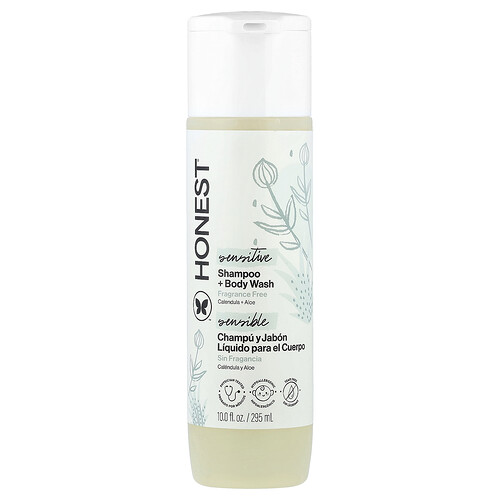 The Honest Company, Purely Sensitive Shampoo + Body Wash, Shampoo und Duschgel für empfindliche Haut, ohne Duftstoffe, 295 ml (10,0 fl. oz.)