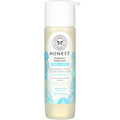 The Honest Company Purely Sensitive Shampoo + Body Wash, Fragrance Free, 10.0 fl oz (295 ml)