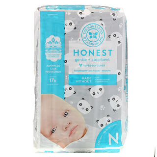 The Honest Company, Honest Diapers 紙尿褲，超軟內襯，新生兒，熊貓圖案，不超過 10 磅，32 片