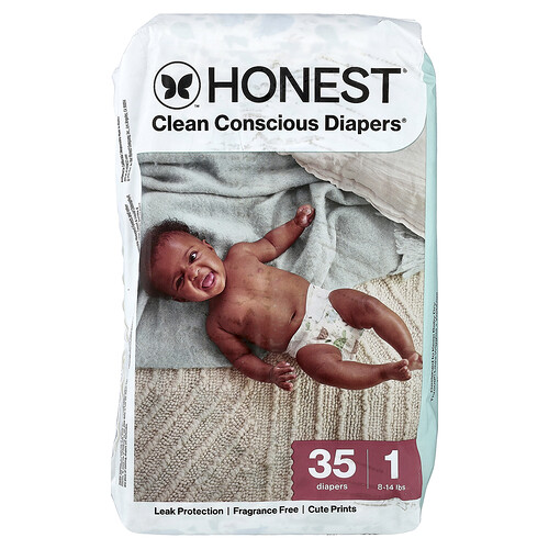 The Honest Company, Clean Conscious Diapers™, Maat 1, 3,6-6,4 kg, Turtle Time, 35 luiers
