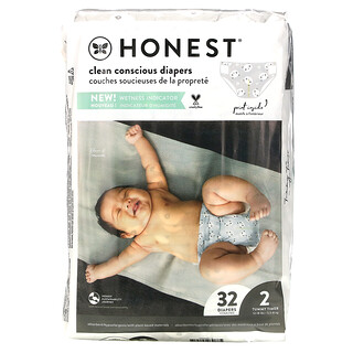 The Honest Company, Honest Diapers, Size 2, 12-18 Pounds, Pandas, 32 Diapers