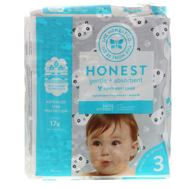 The Honest Company, Honest Diapers, Size 3, 1628 Pounds, Pandas, 27