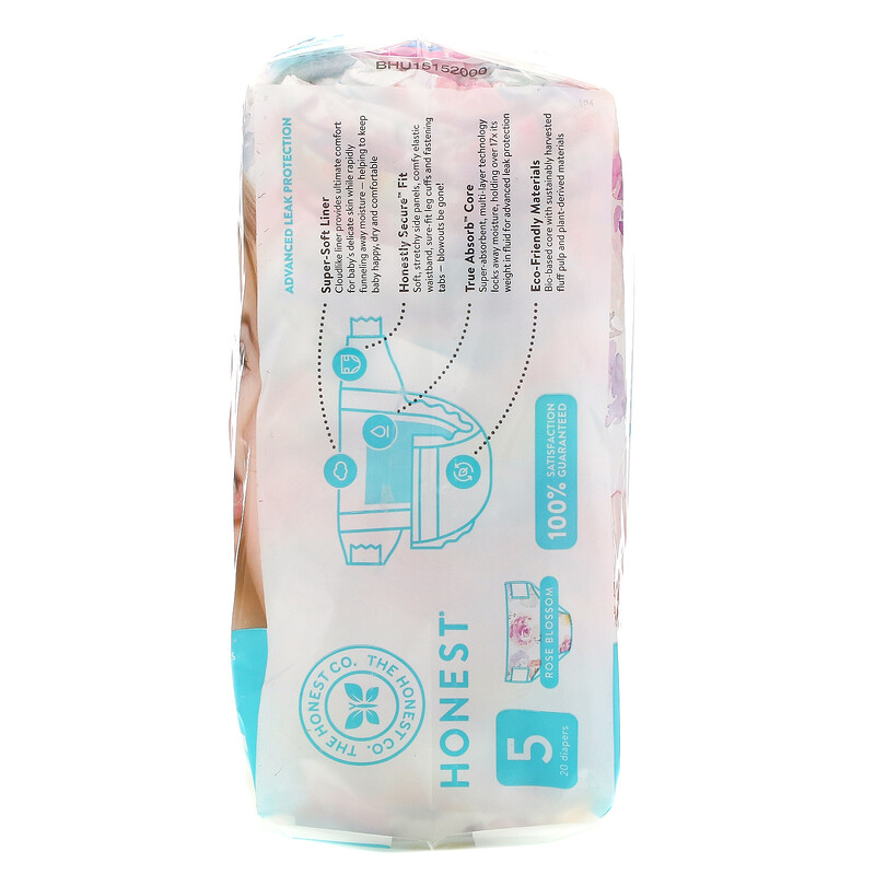 The Honest Company, Honest Diapers, Size 5, 27+ Pounds, Rose Blossom