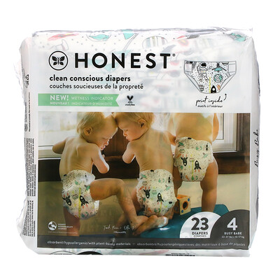 Купить The Honest Company Honest Diapers, размер 4, вес 22–37 фунтов, Space Travel, 23 подгузника