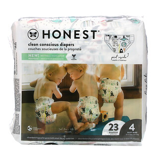 The Honest Company, Honest Diapers 太空漫遊紙尿褲（尺寸 4），適用於 22-37 磅嬰幼兒，23 片裝
