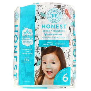 The Honest Company, Honest Diapers 紙尿褲，超軟內襯，6 號，太空旅行圖案，35+ 磅，18 片