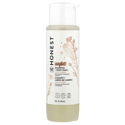The Honest Company, Comfort, Shampoo + Body Wash, Shampoo + Duschgel, süße Creme, 532 ml (18 fl. oz.)