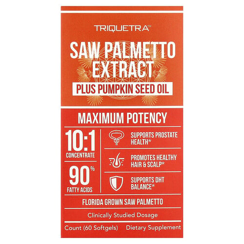 Triquetra Health Saw Palmetto Extract Plus Pumpkin Seed Oil, 60 Softgels