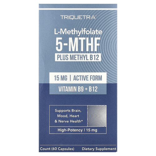 Triquetra Health L-Methylfolate 5-MTHF Plus Methyl B12, 60 Capsules