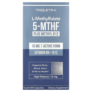 Triquetra Health, L-metilfolato con 5-MTHF más metil B12, 60 cápsulas