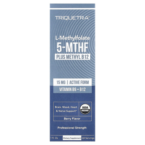 Triquetra Health, L-Methylfolate 5-MTHF Plus Methyl B12, Berry, 1 fl oz