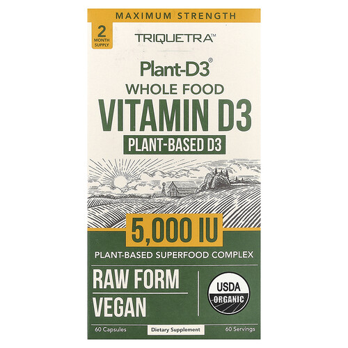 Triquetra Health Plant-D3® Whole Food Vitamin D3, 60 Capsules