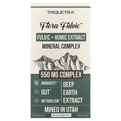 Triquetra Health Flora Fulvic™, Fulvic + Humic Extract Mineral Complex, 550 mg, 60 Capsules