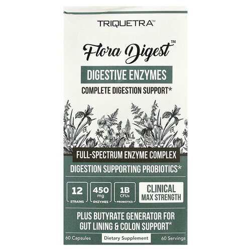 Triquetra Health, Flora Digest™ Digestive Enzymes, 60 Capsules