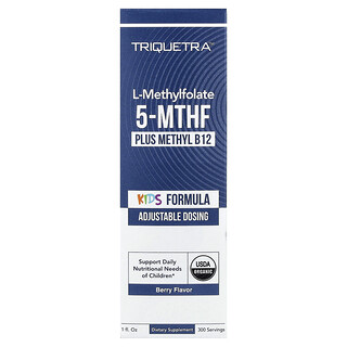 Triquetra Health, Anak-anak, L-Metilfolat 5-MTHF Plus Metil B12, Beri, 1 ons cairan