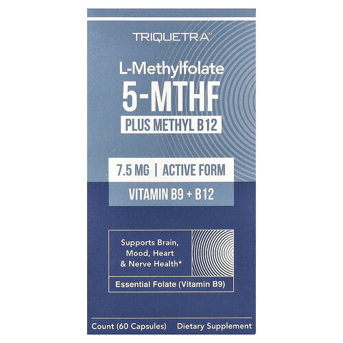 Triquetra Health, L-Methylfolat 5-MTHF plus Methyl B-12, 60 Kapseln