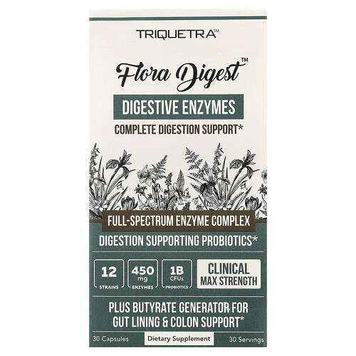 Triquetra Health, Flora Digest™ Digestive Enzymes, 30 Capsules