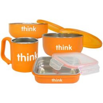 

Thinkbaby, Набор детской посуды не содержащий бисфенол А, оранжевый, 1 набор