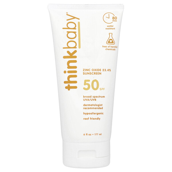 think Thinkbaby®, Zinc Oxide Sunscreen, SPF 50, 6 fl oz (177 ml)
