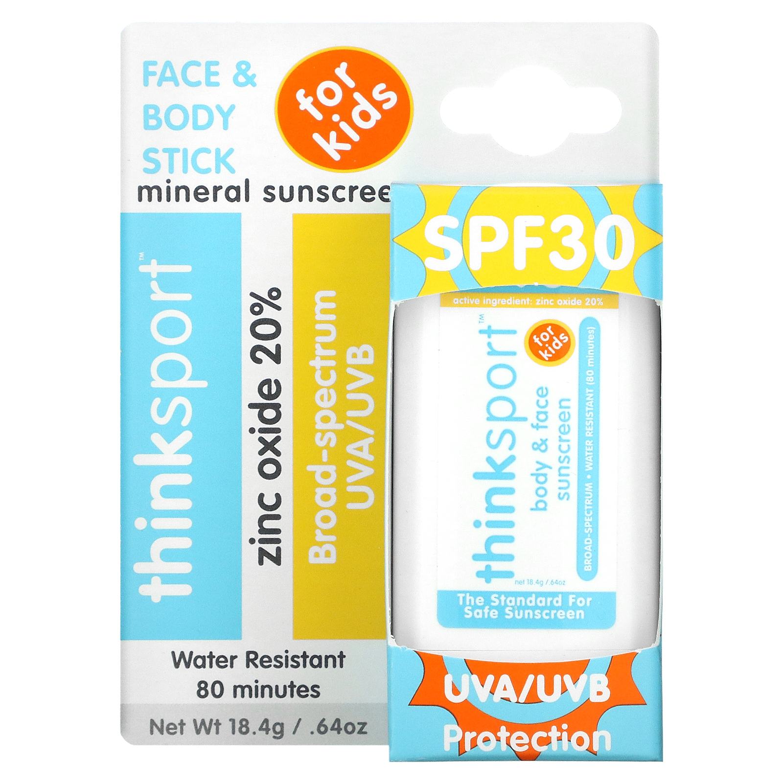 think, Thinksport, Face & Body Mineral Sunscreen Stick, For Kids, SPF