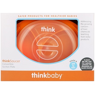 Think, Thinkbaby, Thinksaucer, Convertible Suction Plate, Orange, 1 Convertible Suction Plate