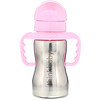 Think, Thinkbaby, Corpo de Aço, Rosa, 1 Mamadeira com Canudo, 9 oz (260 ml)
