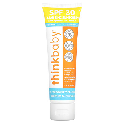 

Think, Thinkbaby, Clear Zinc Sunscreen, SPF 30, 3 fl oz (89 ml)