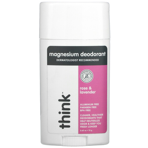 Think‏, Magnesium Deodorant, Rose & Lavender, 2.65 oz (75 g)