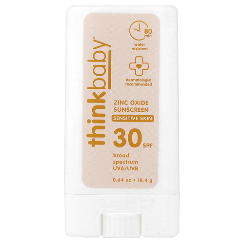 think Thinkbaby® солнцезащитный стик с оксидом цинка SPF 30 для чувствительной кожи 18 4 г (0 64 унции)