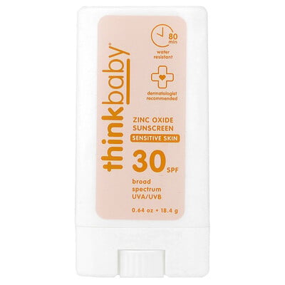 think, Thinkbaby®, Barra de protección solar con óxido de zinc, FPS 30, Piel sensible, 18,4 g (0,64 oz)