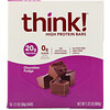 Think !, High Protein Bars, Chocolate Fudge, 10 Bars, 2.1 oz (60 g) Each