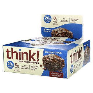 Think !, ألواح عالية البروتين، Brownie Crunch، 10 قطع، 2.1 أوقية (60 جم) لكل قطعة   
