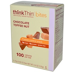 Thin Bites, Chocolate Toffee Nut, 5 Bars, .88 oz (25 g) Each