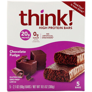 Think !, 高蛋白棒，巧克力软糖，5 条，每条 2.1 盎司（60 克）