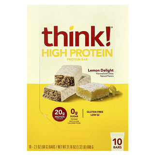 Think !, High Protein Bars, Lemon Delight, 10 Bars, 60 g (2.1 oz) Each