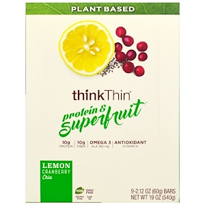 Отзывы о ТинкТин, Protein & Superfruit, Lemon Cranberry Chia, 9 Bars, 2.12 oz (60 g) Each