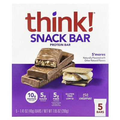 Think !  Snack Protein Bar  S'Mores  5 Bars  1.41 oz (40 g) Each