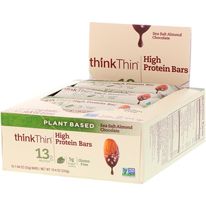 Отзывы о ТинкТин, High Protein Bars, Sea Salt Almond Chocolate, 10 Bars, 1.94 oz (55 g) Each