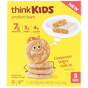 Отзывы о ТинкТин, ThinkKids, Protein Bars, Cinnamon Sugar Cookie, 5 Bars, 1 oz (28 g) Each