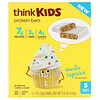 ThinkThin, ThinkKids, Barras de Proteínas, Cupcake de Baunilha, 5 Barras, 28 g (1 oz) Cada
