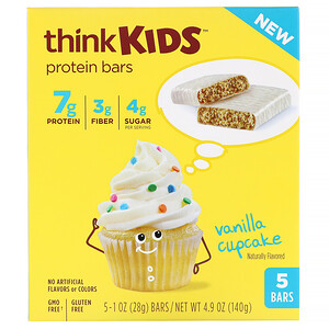 Отзывы о ТинкТин, ThinkKids, Protein Bars, Vanilla Cupcake, 5 Bars, 1 oz (28 g ) Each
