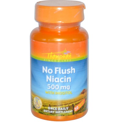 Thompson No Flush Niacin, 500 mg, 30 Vegetarian Capsules