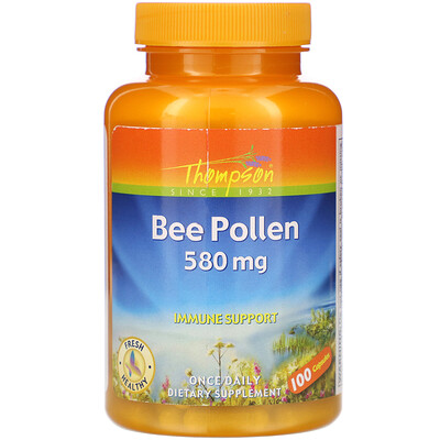 Thompson Bee Pollen, 580 mg, 100 Capsules