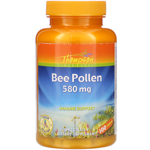 Thompson, Bee Pollen, 580 mg, 100 Capsules