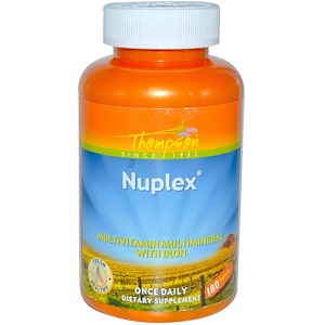 Thompson, Nuplex, мультивитамин и мультиминерал с железом, 180 таблеток