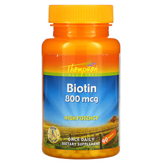 Thompson, Biotin, High Potency, 800 mcg, 90 Tablets