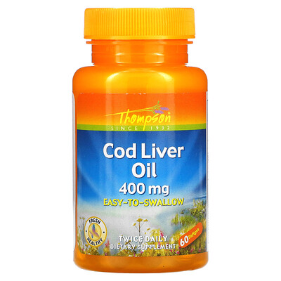 

Thompson Cod Liver Oil, 400 mg, 60 Softgels