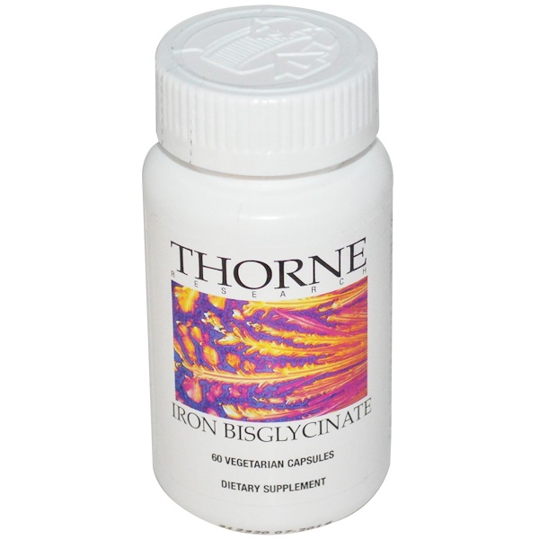 Thorne Research, Iron Bisglycinate, 60 Vegetarian Capsules