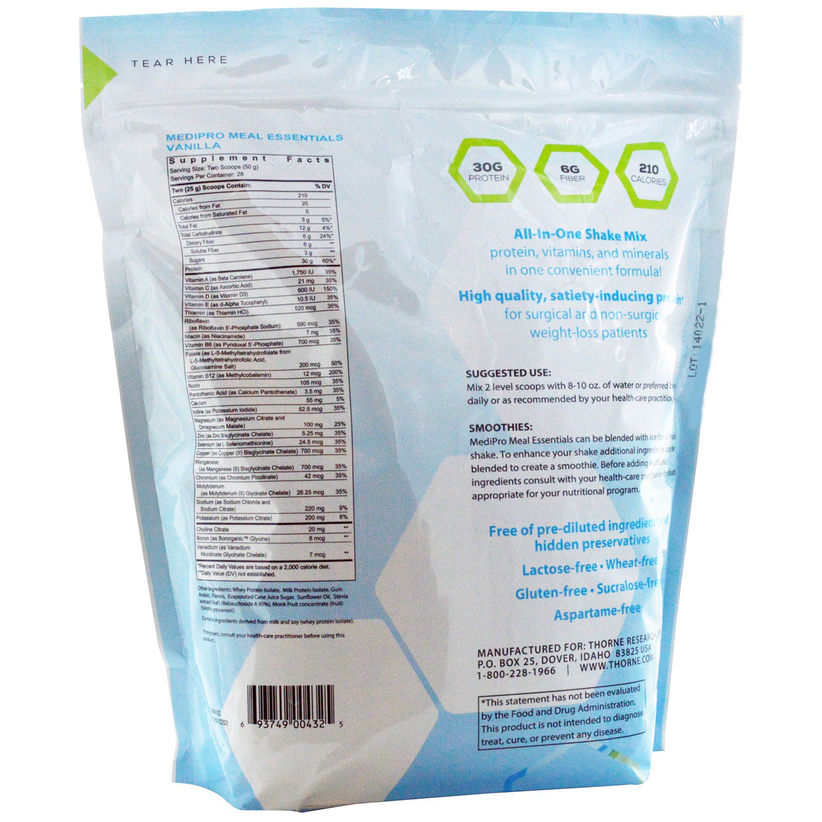 Thorne Research, Metabolic Nutrition, Medipro Meal